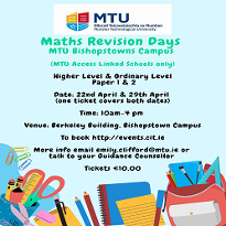 Maths Revision Days for Leaving Cert Students (MTU Access Linked Schools only)  - Berkeley Centre